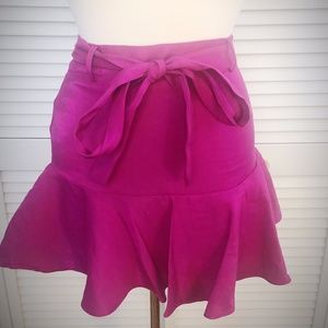 Forever 21 magenta fit-n'-flare tie-top skirt